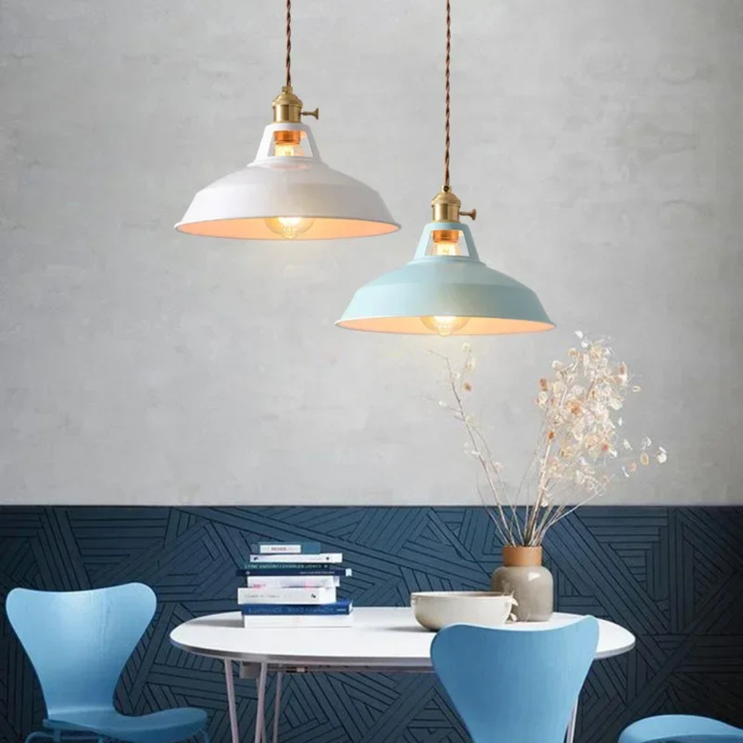 Colorful Industrial Pendant Light Fixture – Adjustable E27 Hanging Light for Kitchen Island and Dining Room